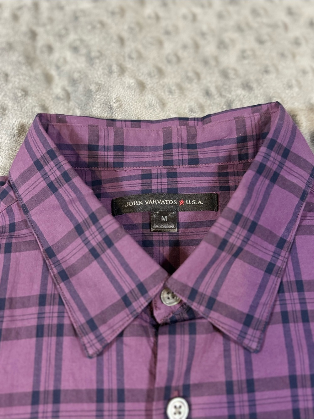 John Varvatos Purple Plaid Button-Down Shirt